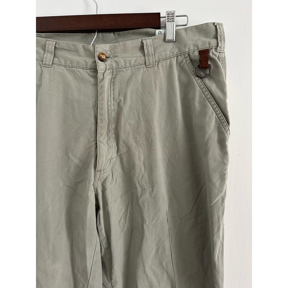 Orvis Pants Mens 34 Canvas Leather Trim Field Outdoor Khaki Duck